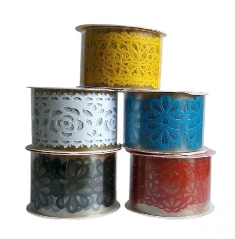 TAŚMA OZDOBNA SAMOP. BIG LACE 3,6cm/1m, Wstążki, tasiemki, Art. kreatywne