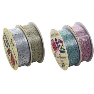 TAŚMA OZDOBNA SAMOP. GOLD POWDER LACE 1,8cm/1m, Wstążki, tasiemki, Art. kreatywne