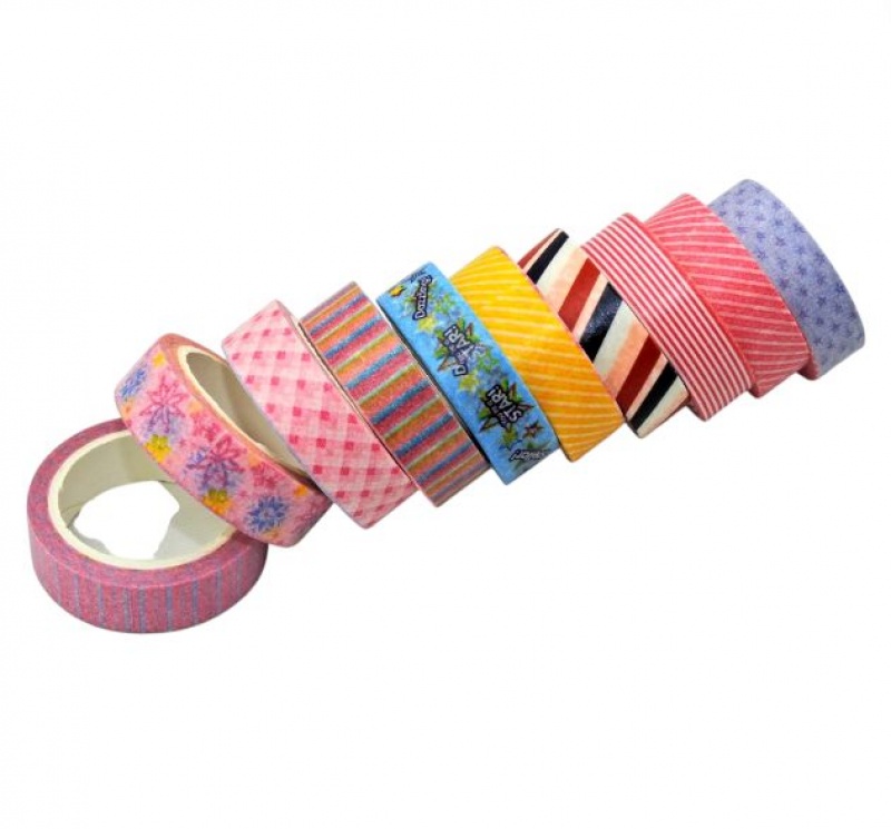 TAŚMA OZDOBNA SAMOP. PAPER 1,5cm/10m 10szt, Wstążki, tasiemki, Art. kreatywne