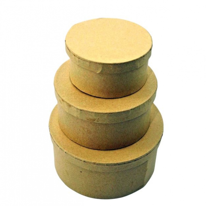 ZESTAW PUDEŁEK PAPIER. OKRĄGŁYCH 12x6 10x5 8x4, Pudełka prezentowe, Art. dekoracyjne i prezentowe