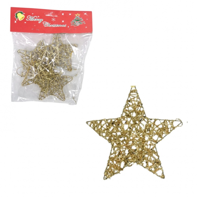 OZDOBA B.N. YLD52 ZAWIESZKA GWIAZDKI DRUT 4 SZT., Boże Narodzenie, Art. świąteczne i okolicznościowe