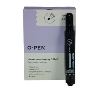 MARKER PERMAN. Z POMPKĄ OKRĄGŁY G924B CZARNY, Markery, Artykuły do pisania i korygowania