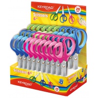 Nożyczki szkolne KEYROAD, 15cm, miękkie, pakowane na displayu, mix kolorów