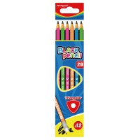 Ołówek drewniany KEYROAD, 2B, trójkątny, zawieszka, 12szt., mix kolorów, Ołówki, Artykuły do pisania i korygowania