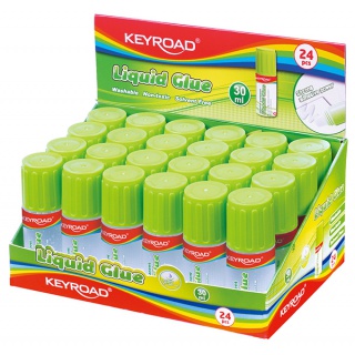 Klej w płynie KEYROAD, z gąbczastą końcówką, 30ml, pakowane na displayu, Kleje, Drobne akcesoria biurowe