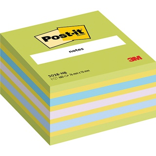 Post-it Sticky Notes Cube Pastel Colors Collection, Pack of 1 Pad, of 450  Sheets, 76 mm x 76 mm, Pink, White, Orange Colors - Self-stick Notes For