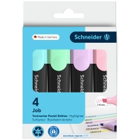 Zestaw zakreślaczy SCHNEIDER Job Pastel, 1-5 mm, 4 szt., pudełko z zawieszką, mix kolor&oacute;w, Textmarkery, Artykuły do pisania i korygowania