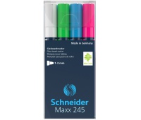 Marker do szklanych tablic SCHNEIDER Maxx 245 B, 2-3mm, 4szt., mix kolorów, Markery, Artykuły do pisania i korygowania