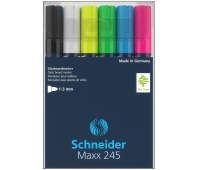 Marker do szklanych tablic SCHNEIDER Maxx 245, 2-3mm, 6szt., mix kolorów, Markery, Artykuły do pisania i korygowania