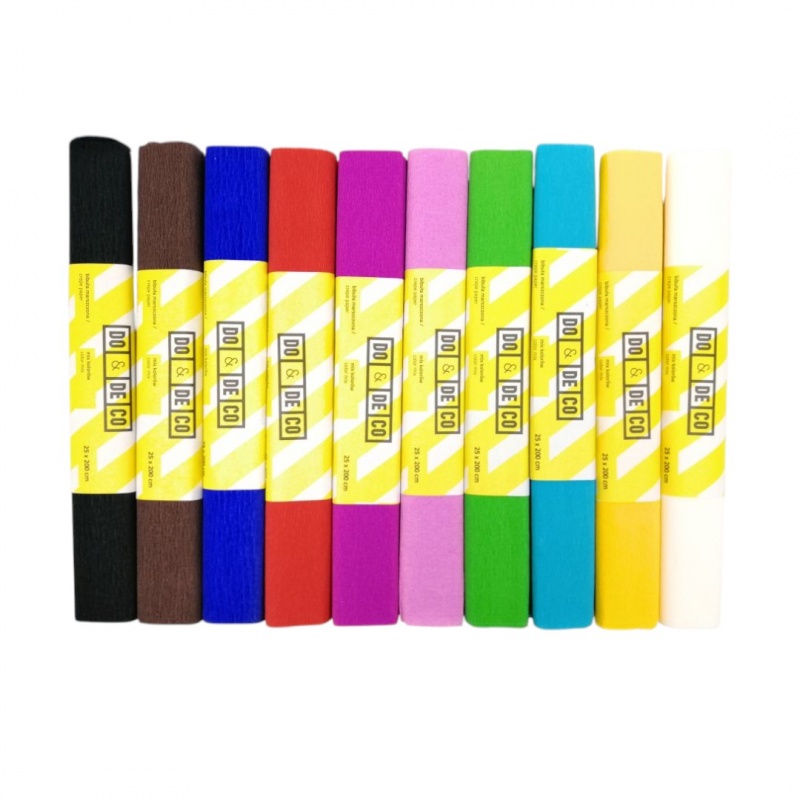 BIBUŁA MARSZCZONA 25x200cm KR&Oacute;TKA MIX KOLOR&Oacute;W 10szt, Bibuła, krepina, Plastyka