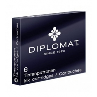 Naboje do piór DIPLOMAT, 6szt., czarne, Cienkopisy, pióra kulkowe, Artykuły do pisania i korygowania
