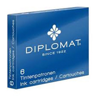 Naboje do piór DIPLOMAT, 6szt., niebieskie, Cienkopisy, pióra kulkowe, Artykuły do pisania i korygowania
