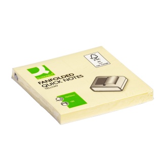 Bloczek samop. Q-CONNECT, typu Z, 76x76mm, 1x100 kart., jasnożółty, Bloczki samoprzylepne, Papier i etykiety