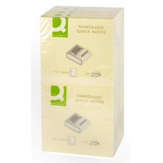 Bloczek samop. Q-CONNECT, typu Z, 76x76mm, 1x100 kart., jasnożółty, Bloczki samoprzylepne, Papier i etykiety