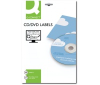 Etykiety na płyty CD/DVD Q-CONNECT, średnica 117mm, okrągłe, białe, Etykiety samoprzylepne, Papier i etykiety