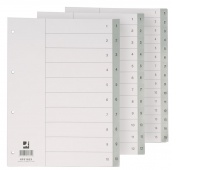 Dividers Q-CONNECT, PP, A4, 230x297mm, 1-10, 10pcs, grey