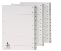 Dividers Q-CONNECT, PP, A4, 230x297mm, 1-12, 12 pcs, grey