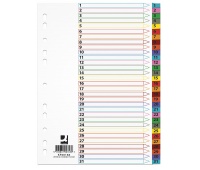 Dividers Q-CONNECT Mylar, cardboard, A4, 225x297mm, 1-31, 31pcs, laminated index tabs, assorted colours