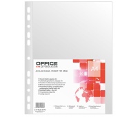 Punched Pockets OFFICE PRODUCTS, PP, A4, cristal, 40 micron, 100pcs