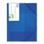 Teczka z gumką Q-CONNECT, PP, A4, 400mikr., 3-skrz., transparentna niebieska, Teczki płaskie, Archiwizacja dokumentów