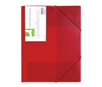 Elasticated File Q-CONNECT, PP, A4, 400 micron, 3 flaps, transparent red