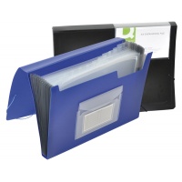 Expanding File Folder with elastic band closure Q-CONNECT, PP, A4, 12 compartments, blue