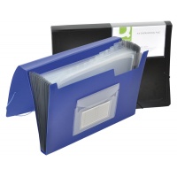 Expanding File Folder with elastic band closure Q-CONNECT, PP, A4, 12 compartments, black