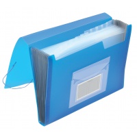 Expanding File Folder with elastic band closure Q-CONNECT, PP, A4, 12 compartments, transparent blue