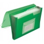 Teczka harm. z gumką Q-CONNECT, PP, A4, 12-przegr., transparentna zielona, Teczki przestrzenne, Archiwizacja dokumentów