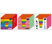 Kostka papierowa kolory intensywne 90x90x90mm w kubiku kartonowym mix wzorów, Kostki, Papier i etykiety