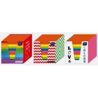 Kostka papierowa kolory intensywne 90x90x90mm w kubiku kartonowym mix wzorów, Kostki, Papier i etykiety