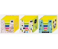 Kostka papierowa kolory fluo/biała 90x90x90mm w kubiku kartonowym mix wzorów, Kostki, Papier i etykiety
