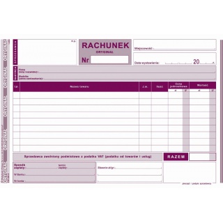 Rachunek dla zwolnionych podmiotowo z VAT, Druki, Papier i etykiety