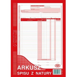 Arkusz spisu z natury, Druki, Papier i etykiety