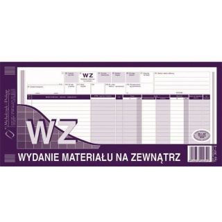 WZ Wydanie materiału na zewnątrz, Druki, Papier i etykiety