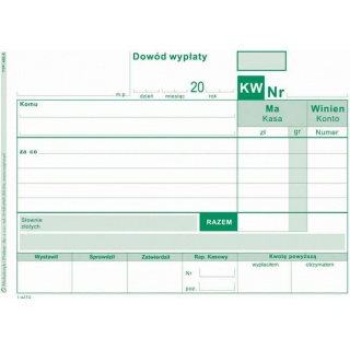 KW - dowód wypłaty, Druki, Papier i etykiety