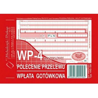 Polecenie przelewu wpłata gotówkowa ( 4-odc.) - miękkie, Druki, Papier i etykiety