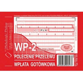 Polecenie przelewu wpłata gotówkowa ( 2-odc.)- miękkie, Druki, Papier i etykiety