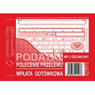 PODATKI Polecenie przelewu wpłata gotówkowa ( 2-odc.), Druki, Papier i etykiety