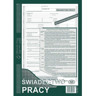 Świadectwo pracy, Druki, Papier i etykiety