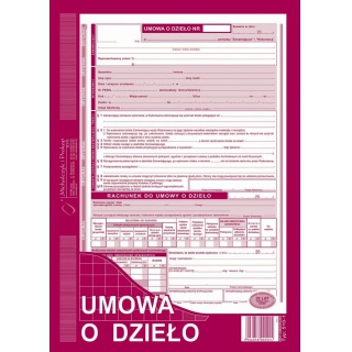 Umowa o dzieło - z rachunkiem, Druki, Papier i etykiety