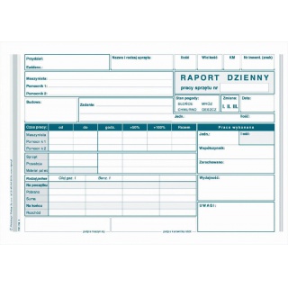 Raport dzienny pracy sprzętu, Druki, Papier i etykiety