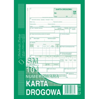 Karta drogowa - samochód osobowy - numerowana, Druki, Papier i etykiety