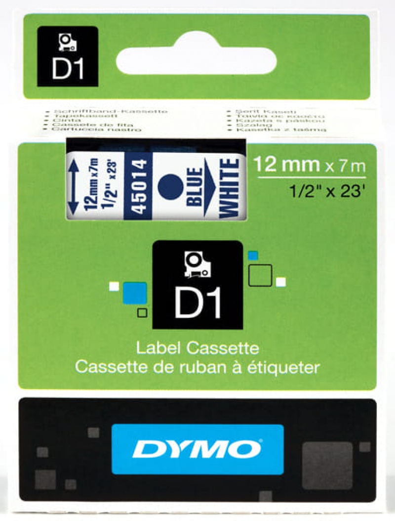TAŚMA DO DRUK. D1 12mm/7m NIEBIESKI/BIAŁY S0720540, Podkategoria, Kategoria