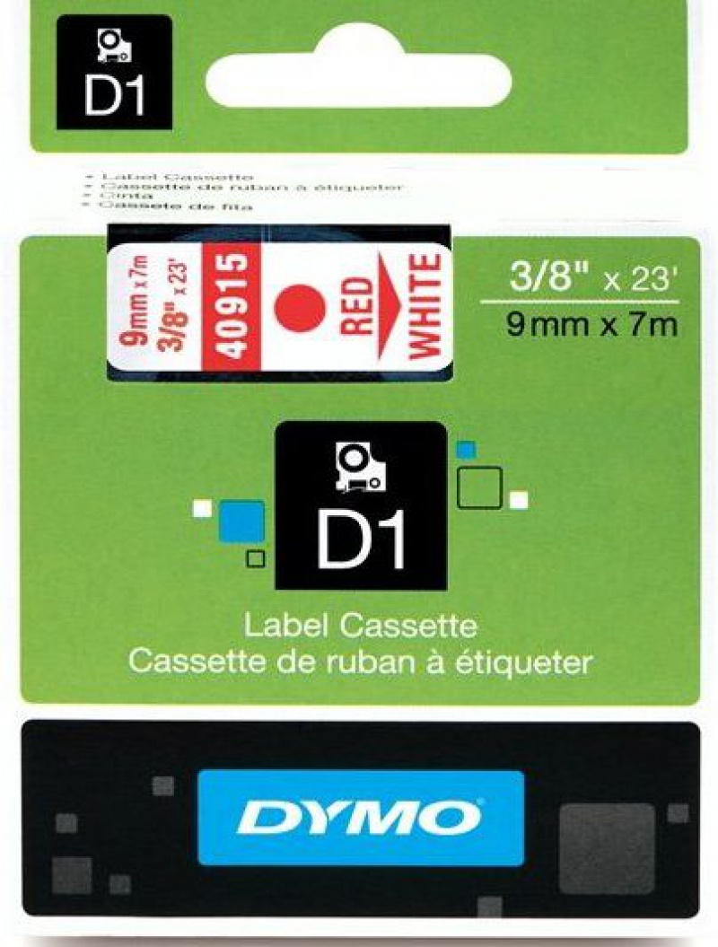 TAŚMA DO DRUK. D1 9mm/7m CZERWONY/BIAŁY S0720700, Podkategoria, Kategoria