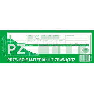PZ Przyjęcie materiału z zewnątrz, Druki, Papier i etykiety