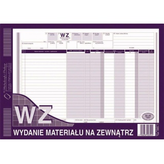 WZ Wydanie materiału na zewnątrz, Druki, Papier i etykiety