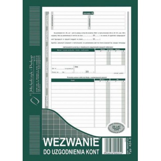 Wezwanie do uzgodnienia kont, Druki, Papier i etykiety