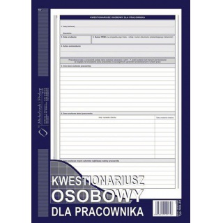 Kwestionariusz osobowy dla pracownika, Druki, Papier i etykiety