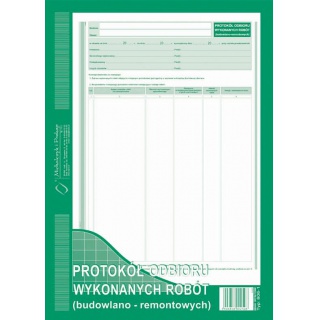 Protokół odbioru wykonanych robót, Druki, Papier i etykiety